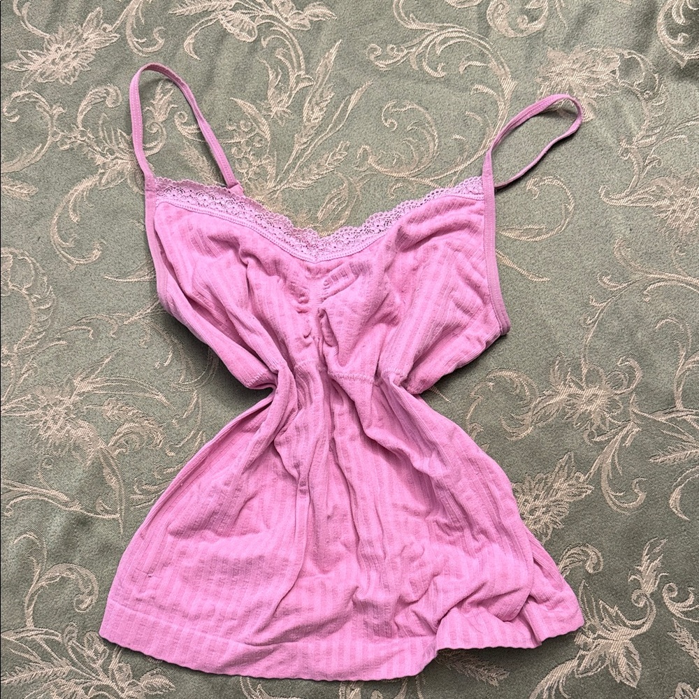 Pink Lace Trim Cami Top